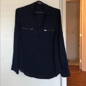 Express navy collared dress shirt